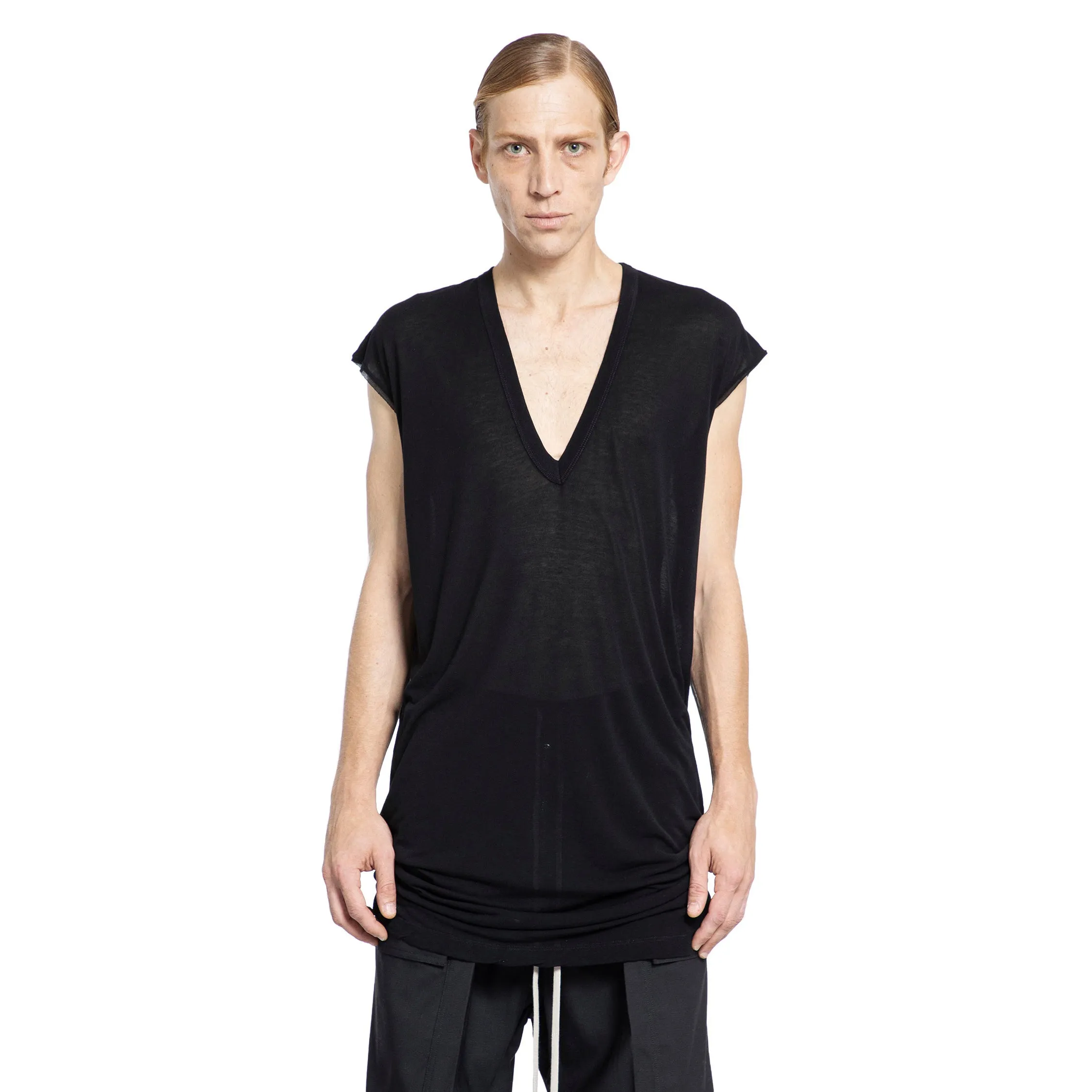 RICK OWENS MAN BLACK T-SHIRTS & TANK TOPS