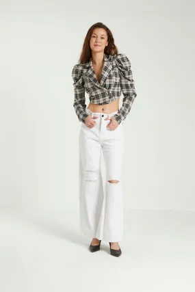 RIPPED WIDE LEG JEANS IN WHITE