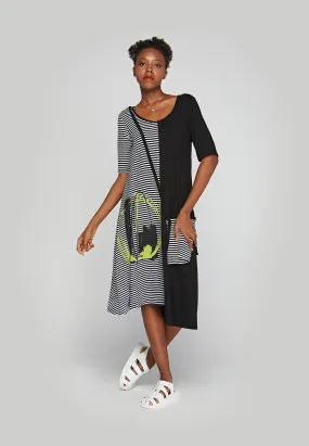 SERAPHINE Printed, mid-length, striped viscose jersey dress