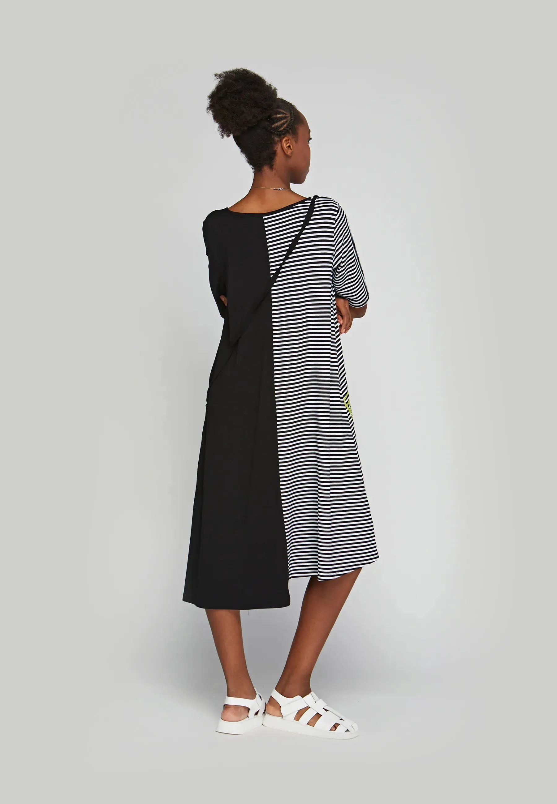 SERAPHINE Printed, mid-length, striped viscose jersey dress