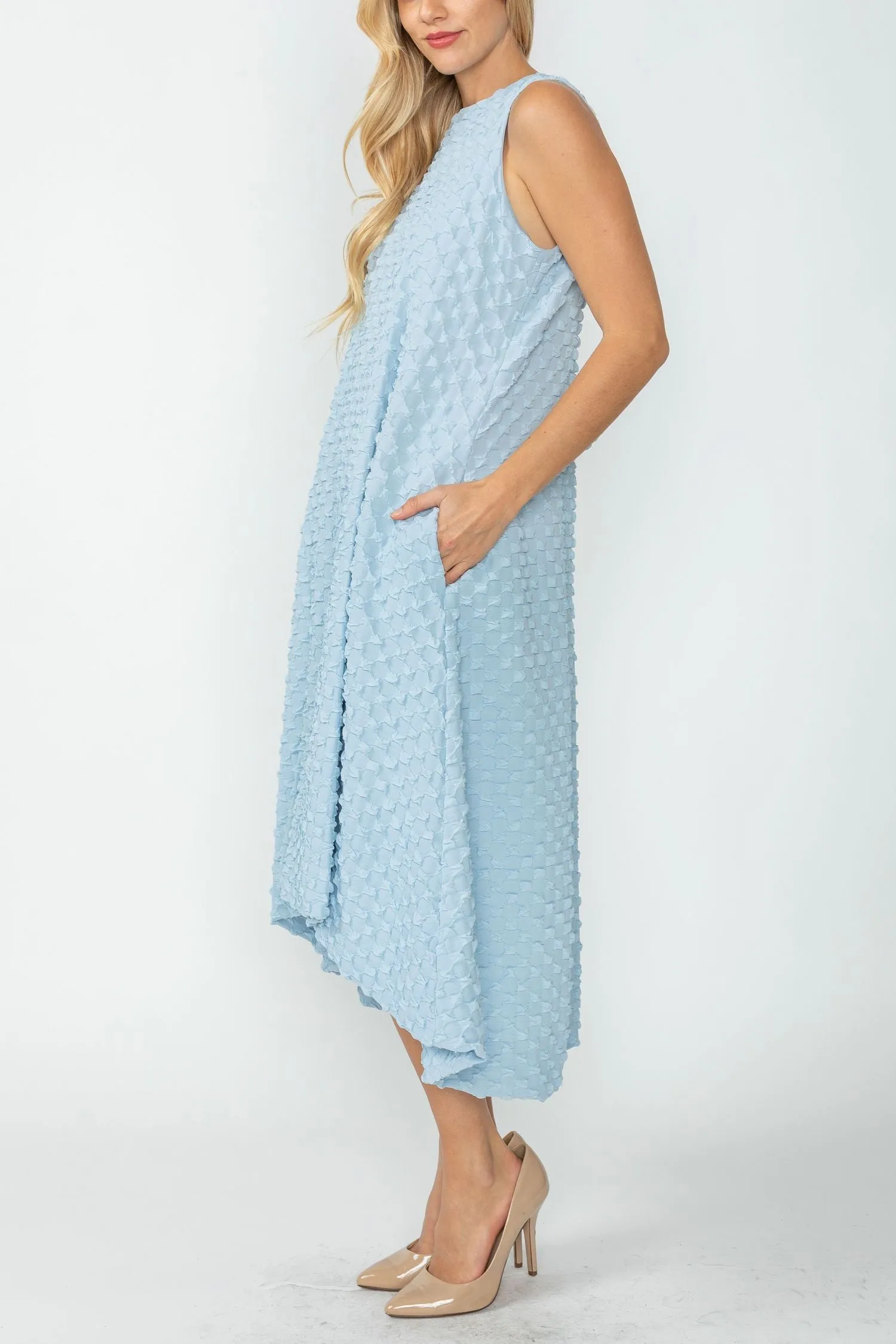 Sky Halter-Neck Back Zipper Ribbon Detail Bubble Dress