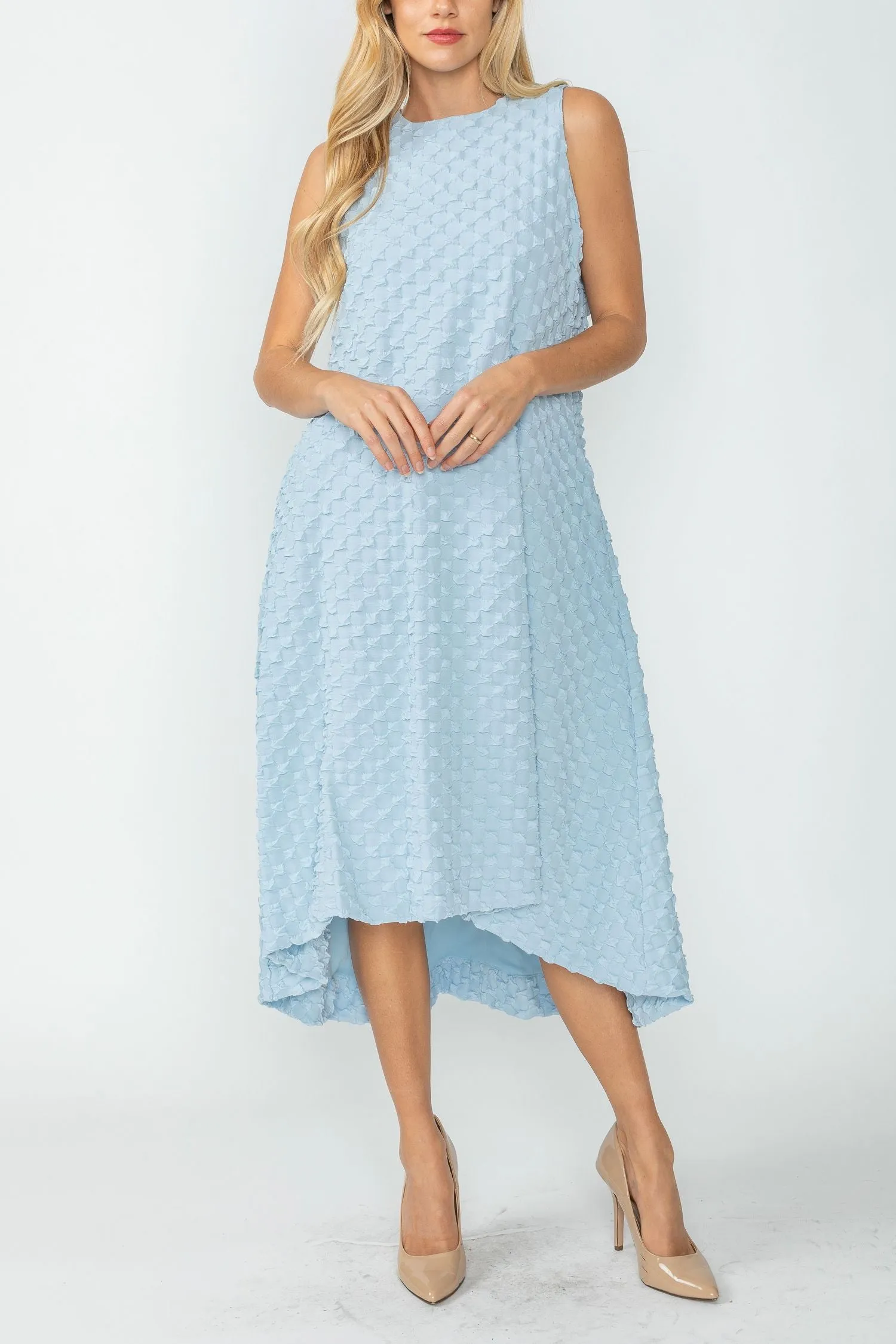 Sky Halter-Neck Back Zipper Ribbon Detail Bubble Dress