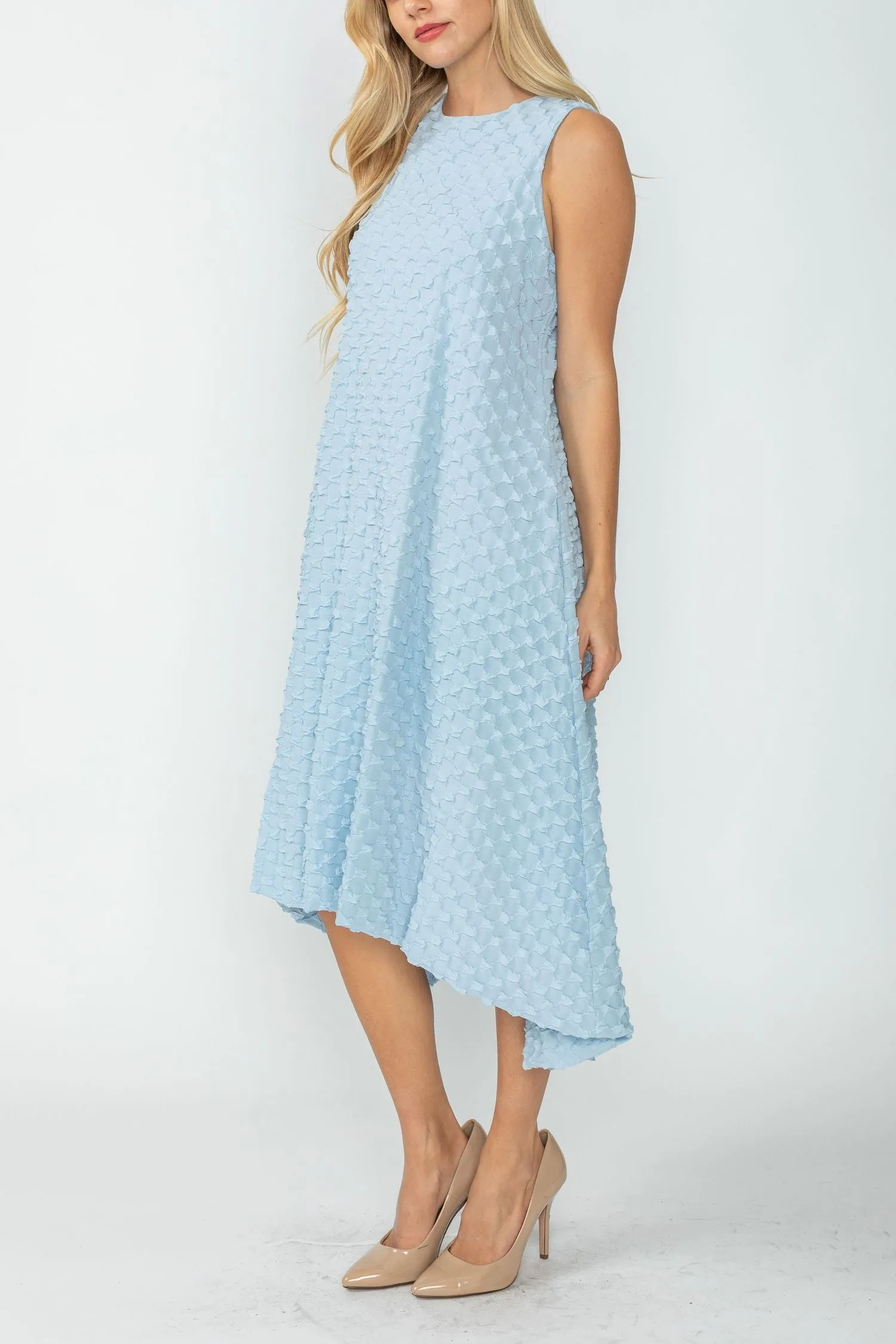 Sky Halter-Neck Back Zipper Ribbon Detail Bubble Dress