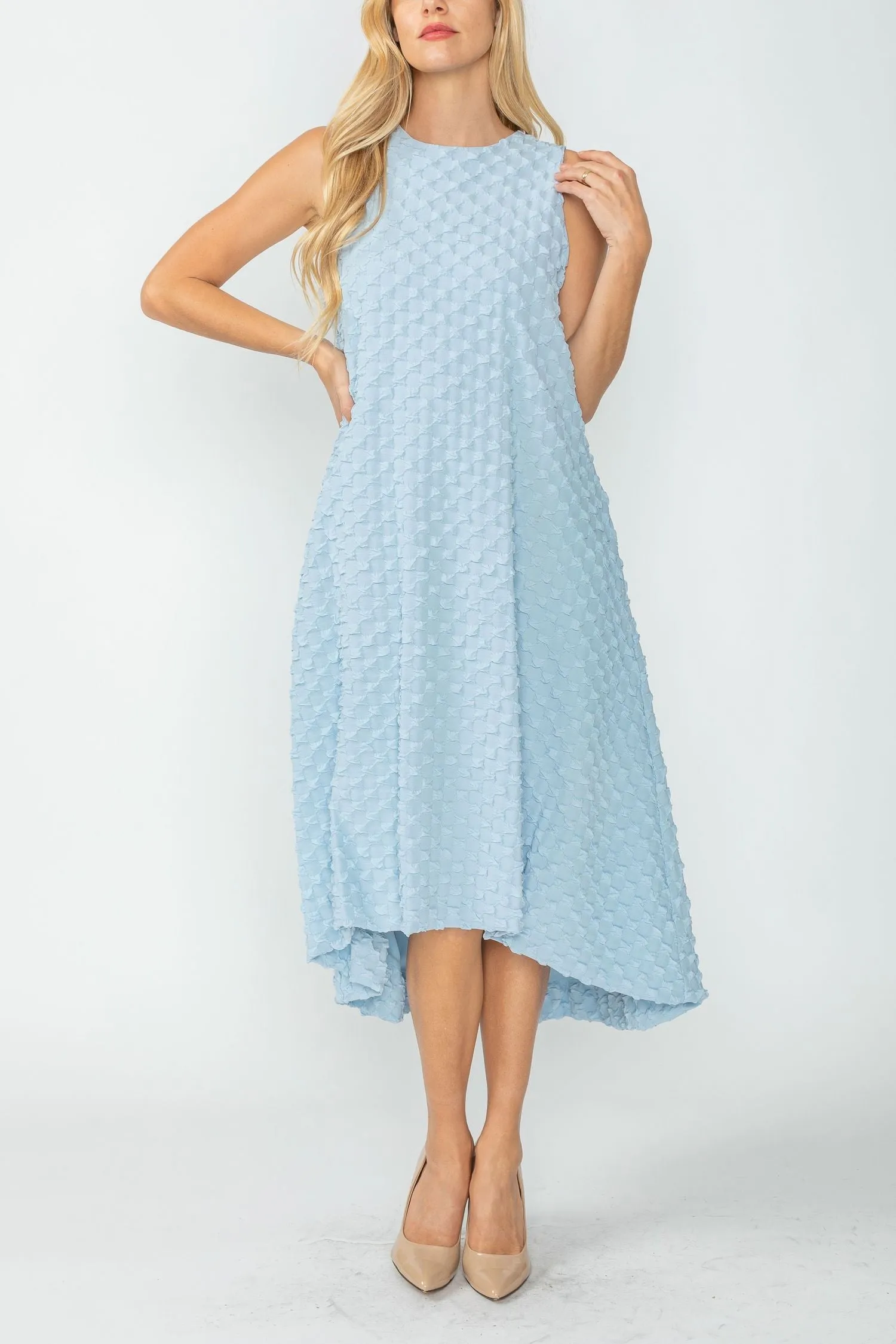 Sky Halter-Neck Back Zipper Ribbon Detail Bubble Dress
