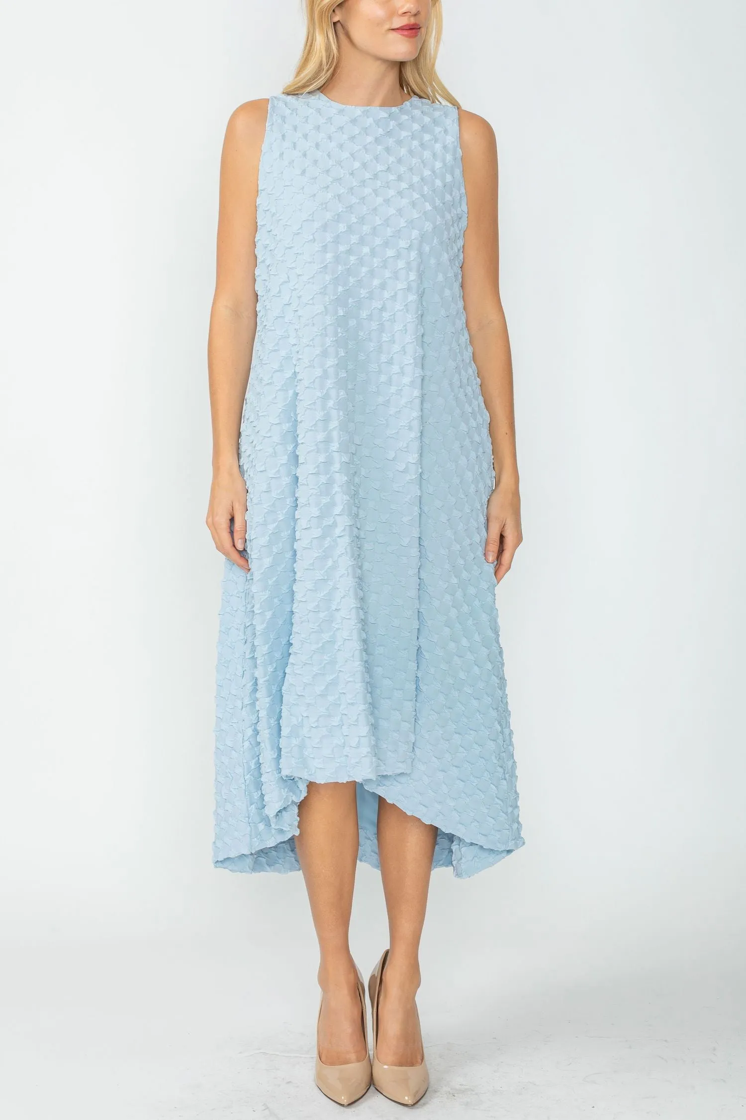 Sky Halter-Neck Back Zipper Ribbon Detail Bubble Dress