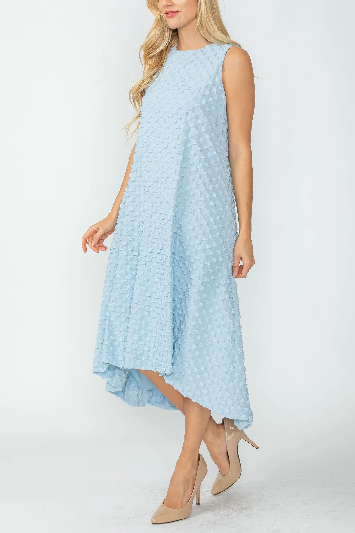 Sky Halter-Neck Back Zipper Ribbon Detail Bubble Dress