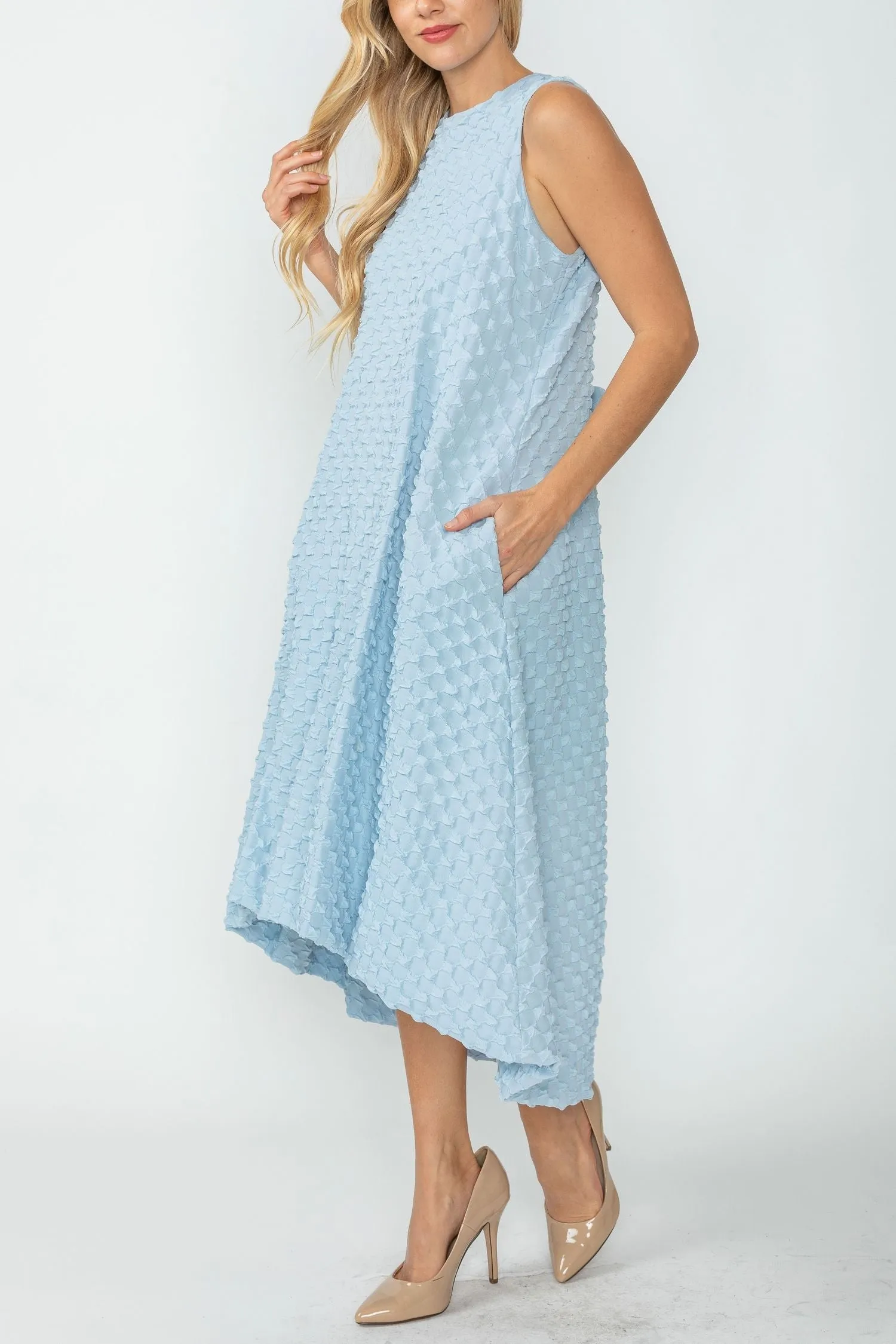 Sky Halter-Neck Back Zipper Ribbon Detail Bubble Dress