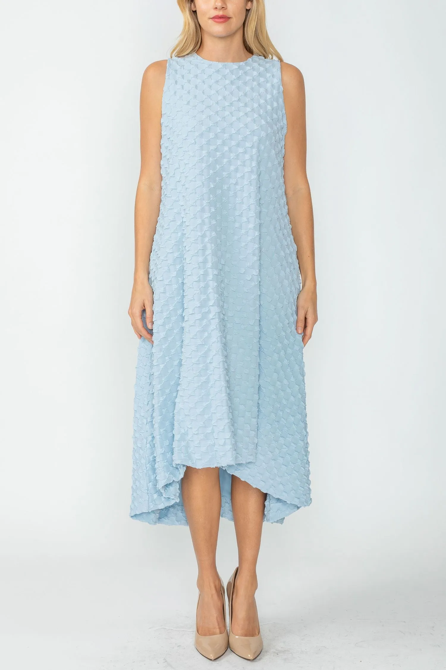 Sky Halter-Neck Back Zipper Ribbon Detail Bubble Dress