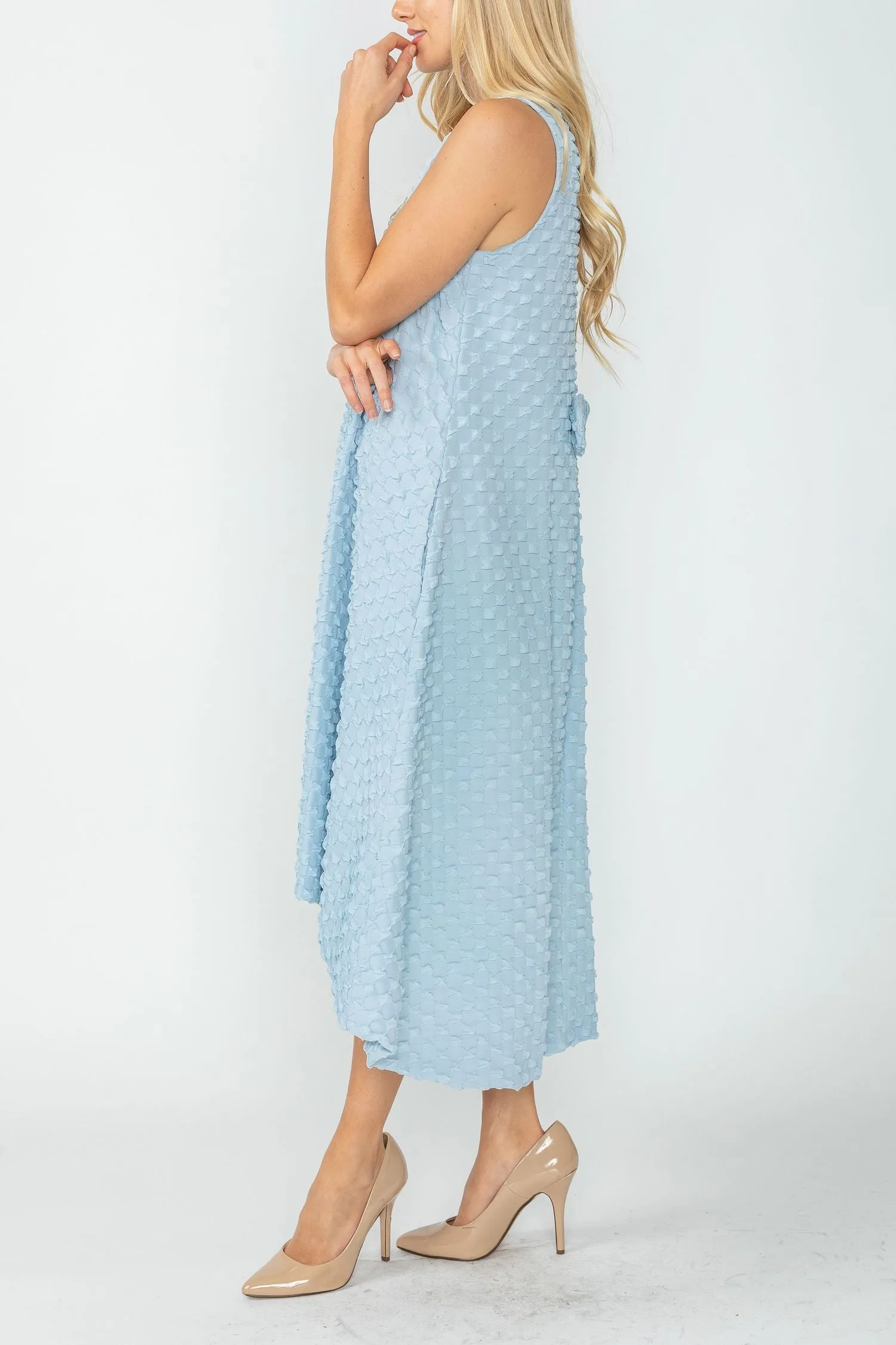 Sky Halter-Neck Back Zipper Ribbon Detail Bubble Dress