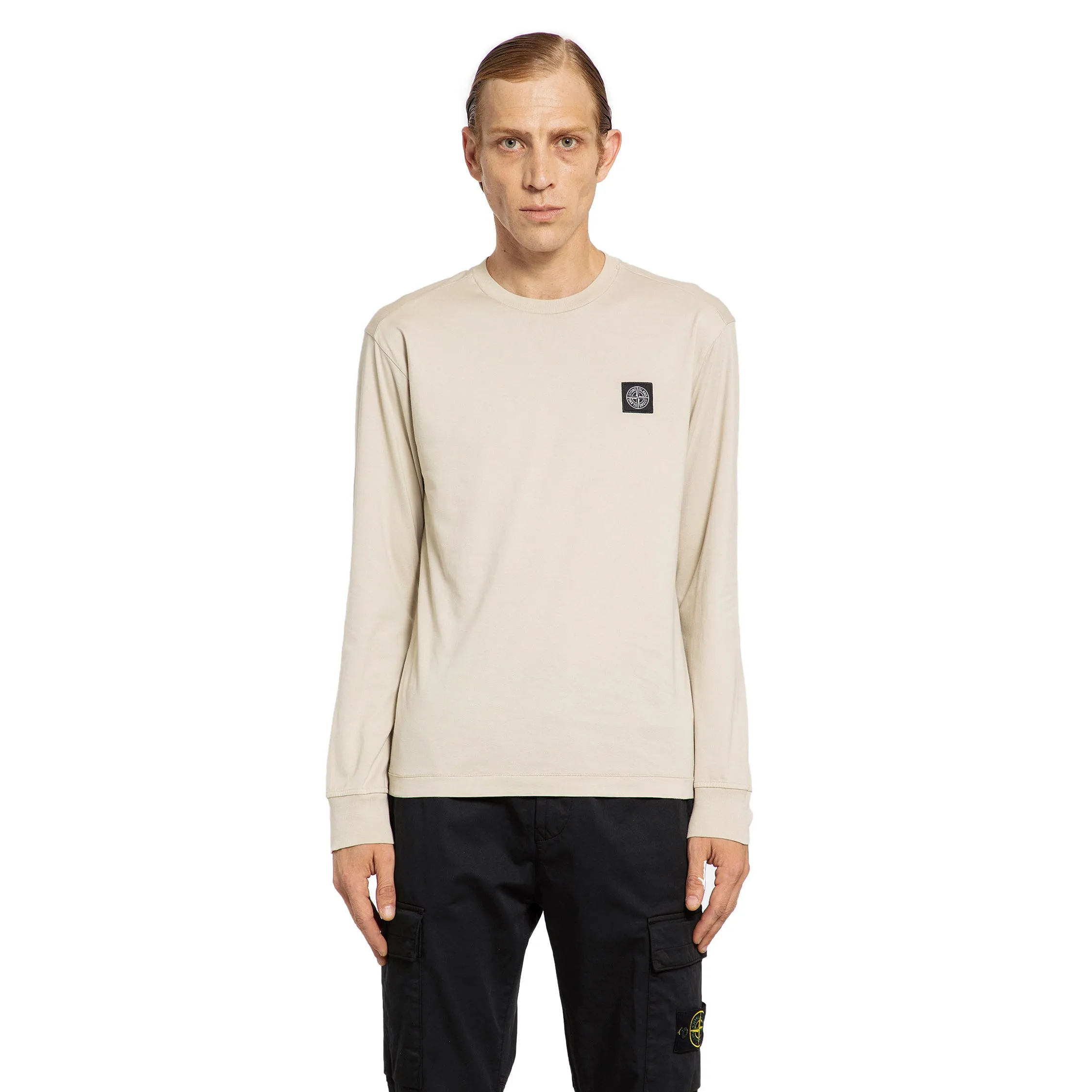 STONE ISLAND MAN OFF-WHITE T-SHIRTS & TANK TOPS
