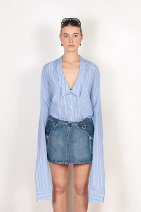 Striped Open Collar Shirt