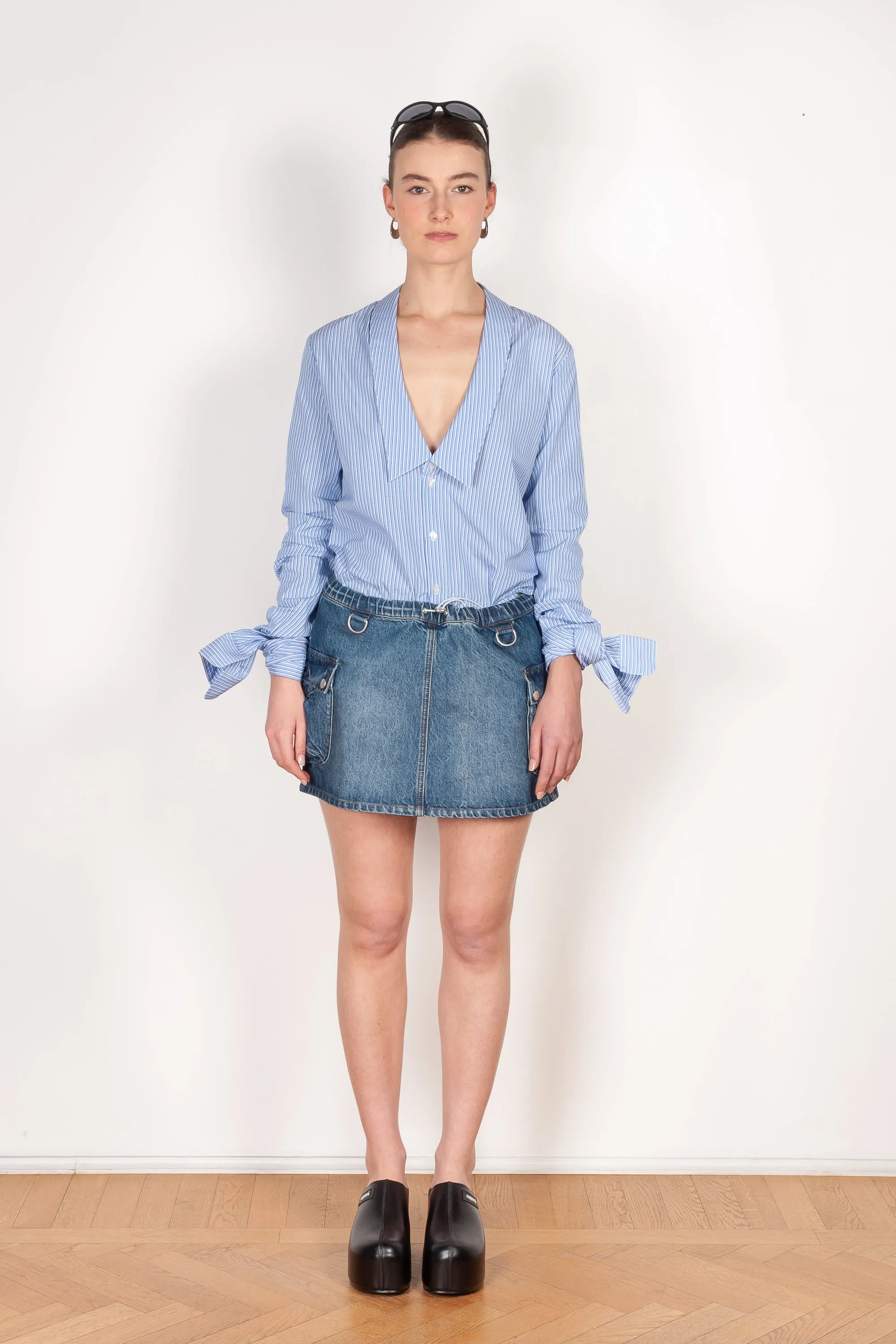 Striped Open Collar Shirt