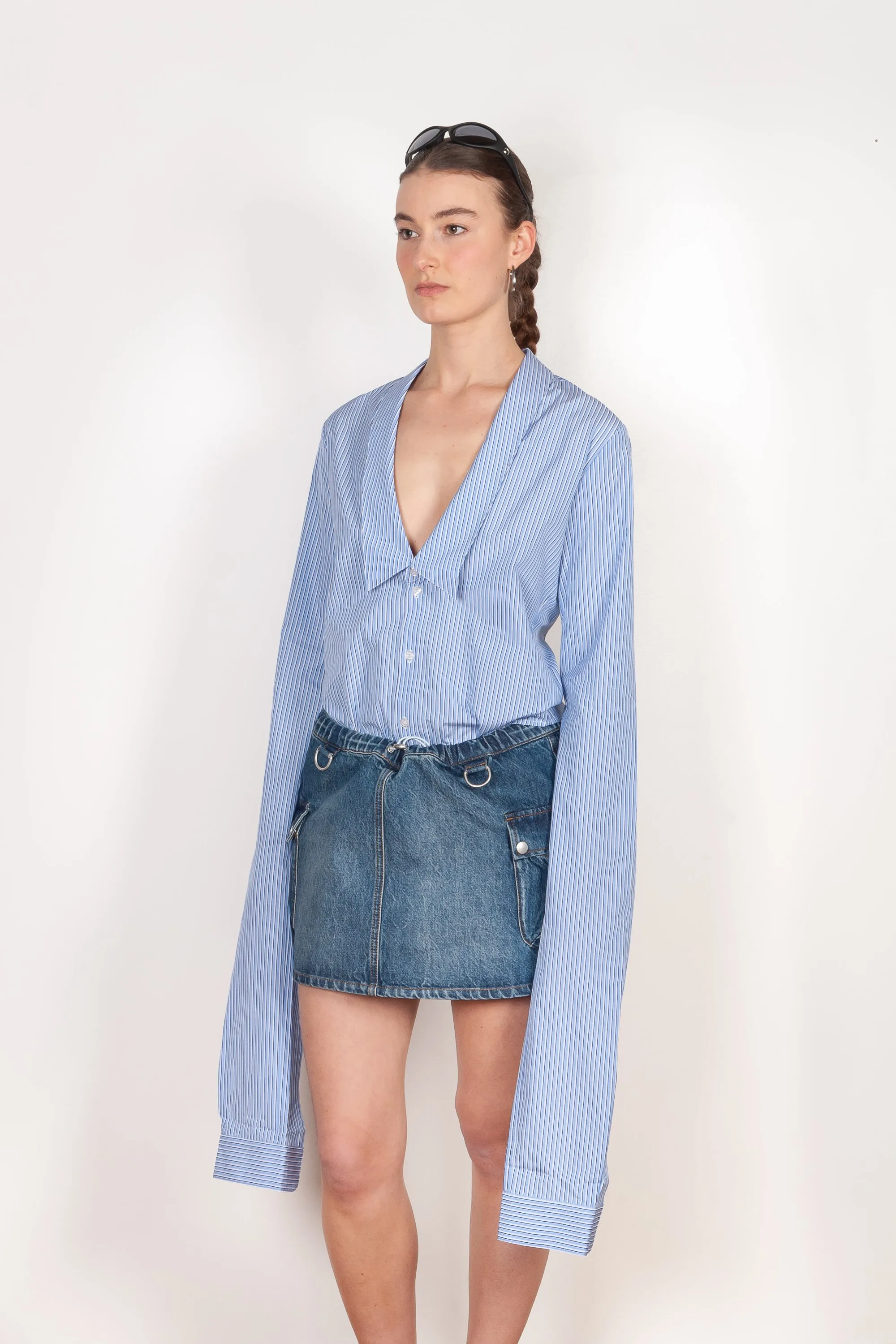 Striped Open Collar Shirt