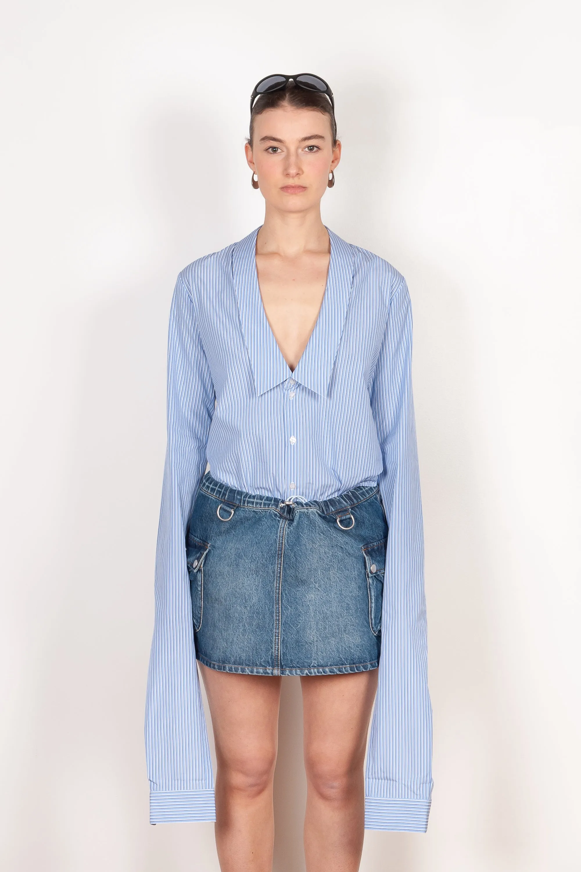 Striped Open Collar Shirt