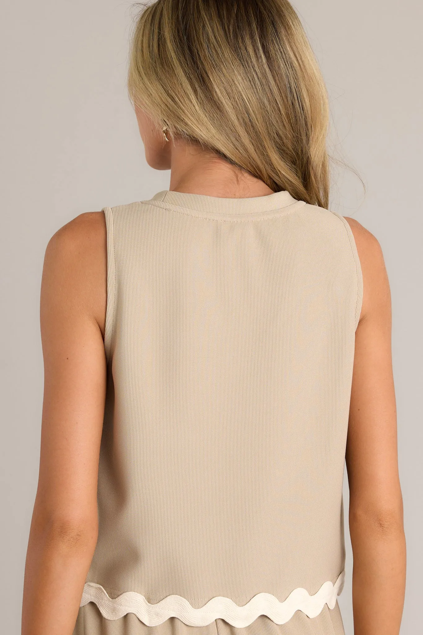 Summer Nights Taupe Ricrac Tank Top