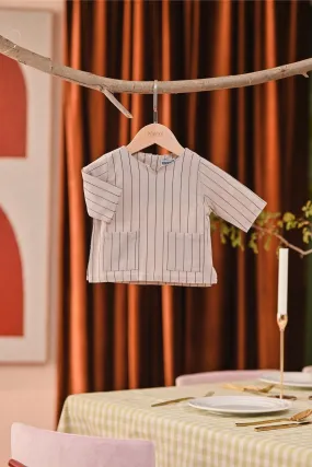 The Capai Babies Kurta - Champagne Pinstripe