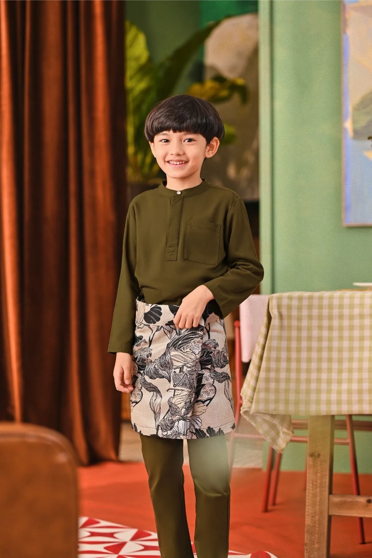 The Capai Baju Melayu Top - Olive