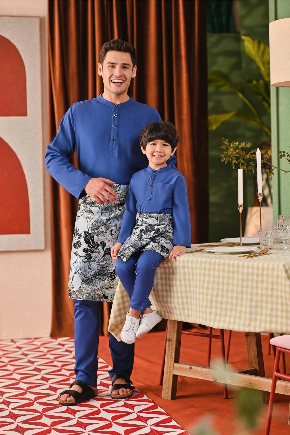 The Capai Baju Melayu Top - Steel Blue