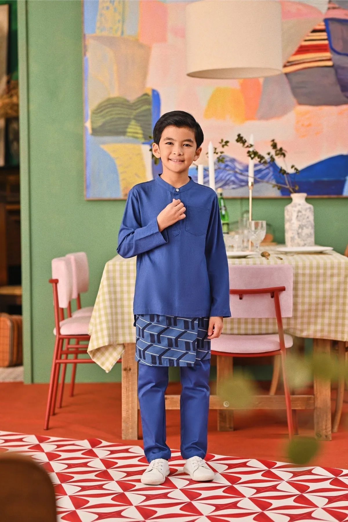 The Capai Baju Melayu Top - Steel Blue