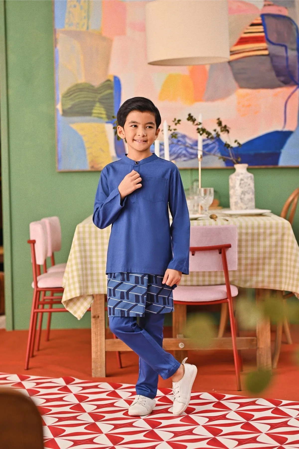 The Capai Baju Melayu Top - Steel Blue