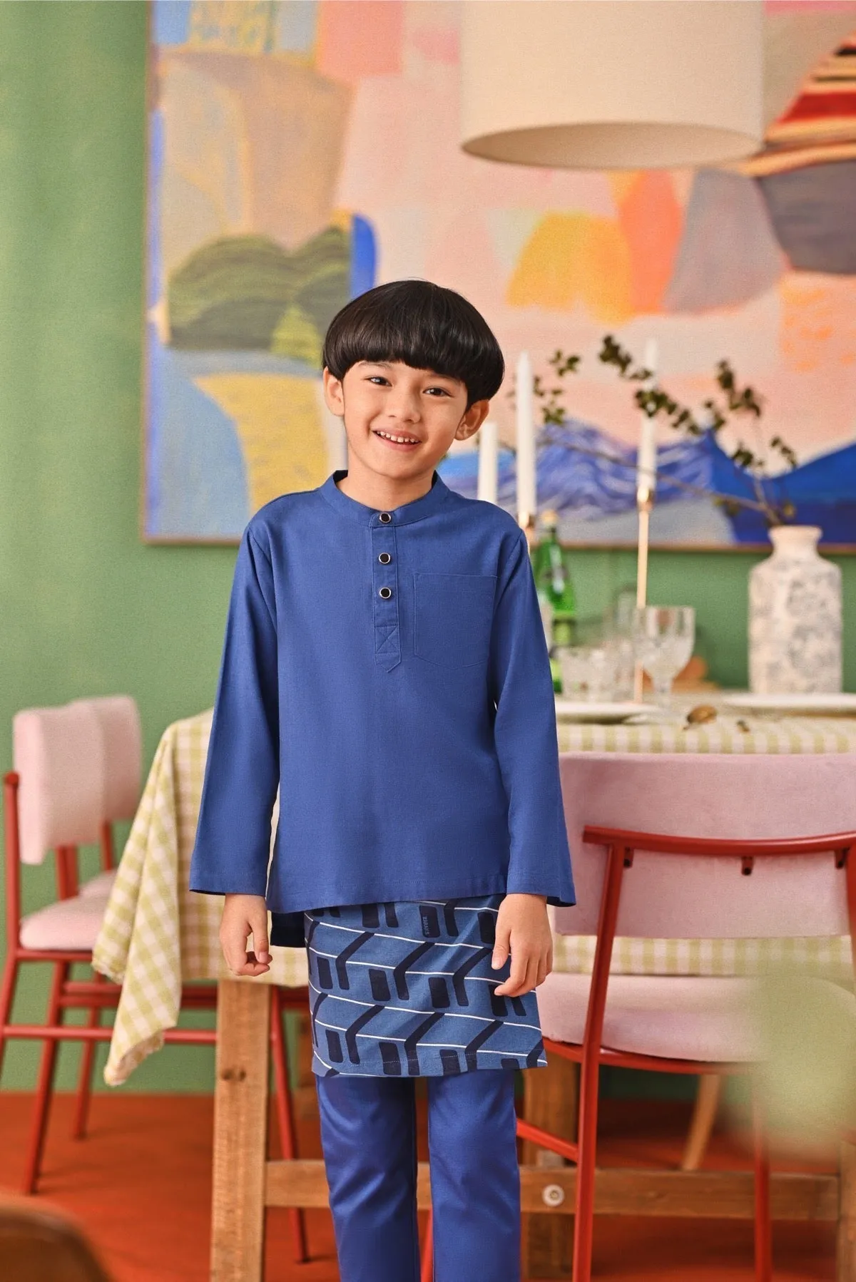 The Capai Baju Melayu Top - Steel Blue