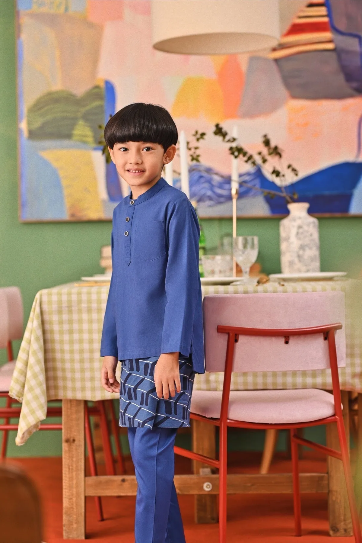 The Capai Baju Melayu Top - Steel Blue