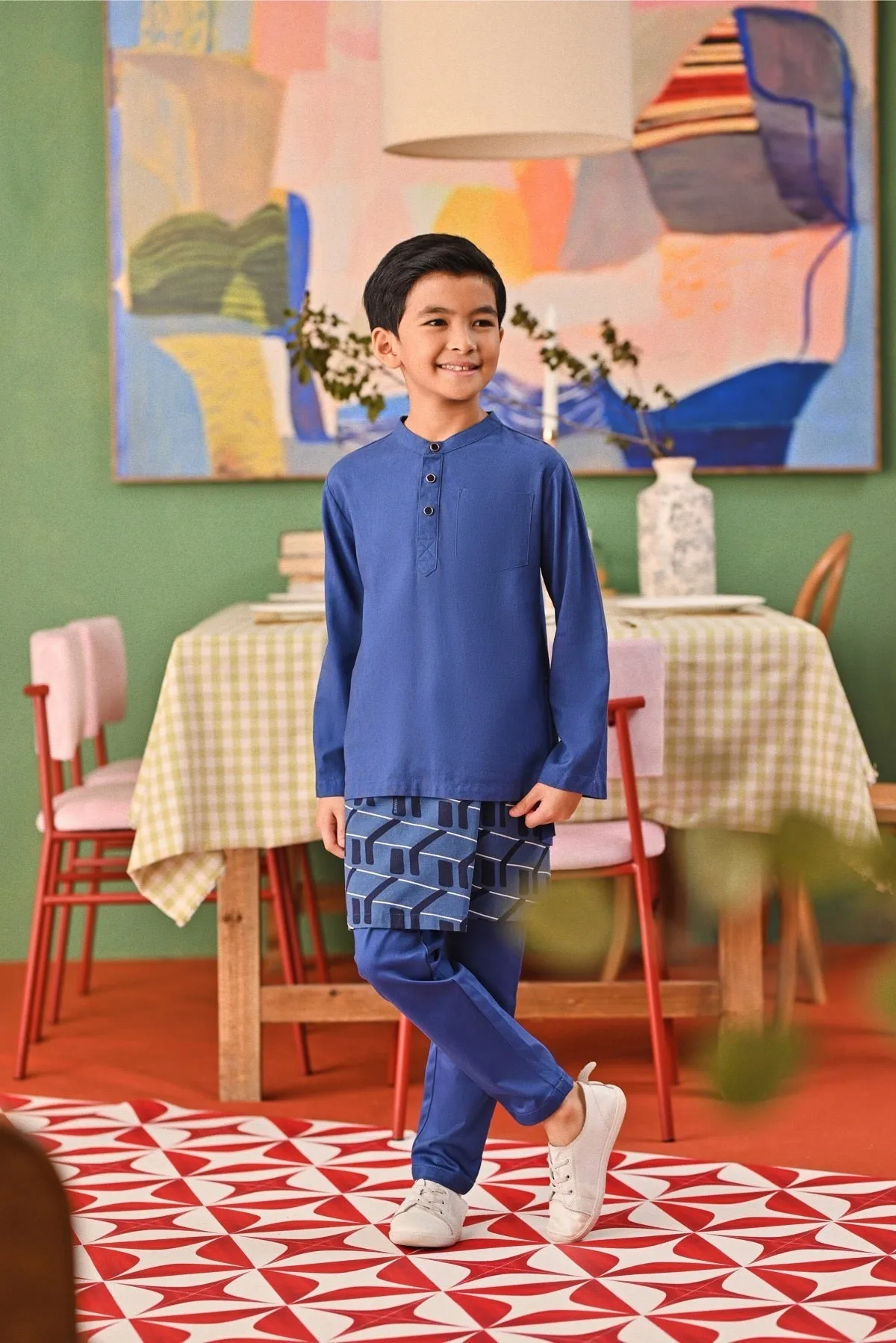 The Capai Baju Melayu Top - Steel Blue