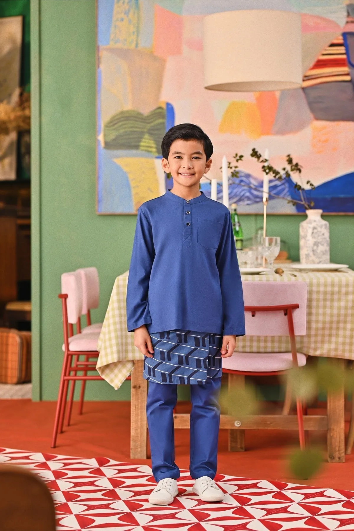 The Capai Baju Melayu Top - Steel Blue