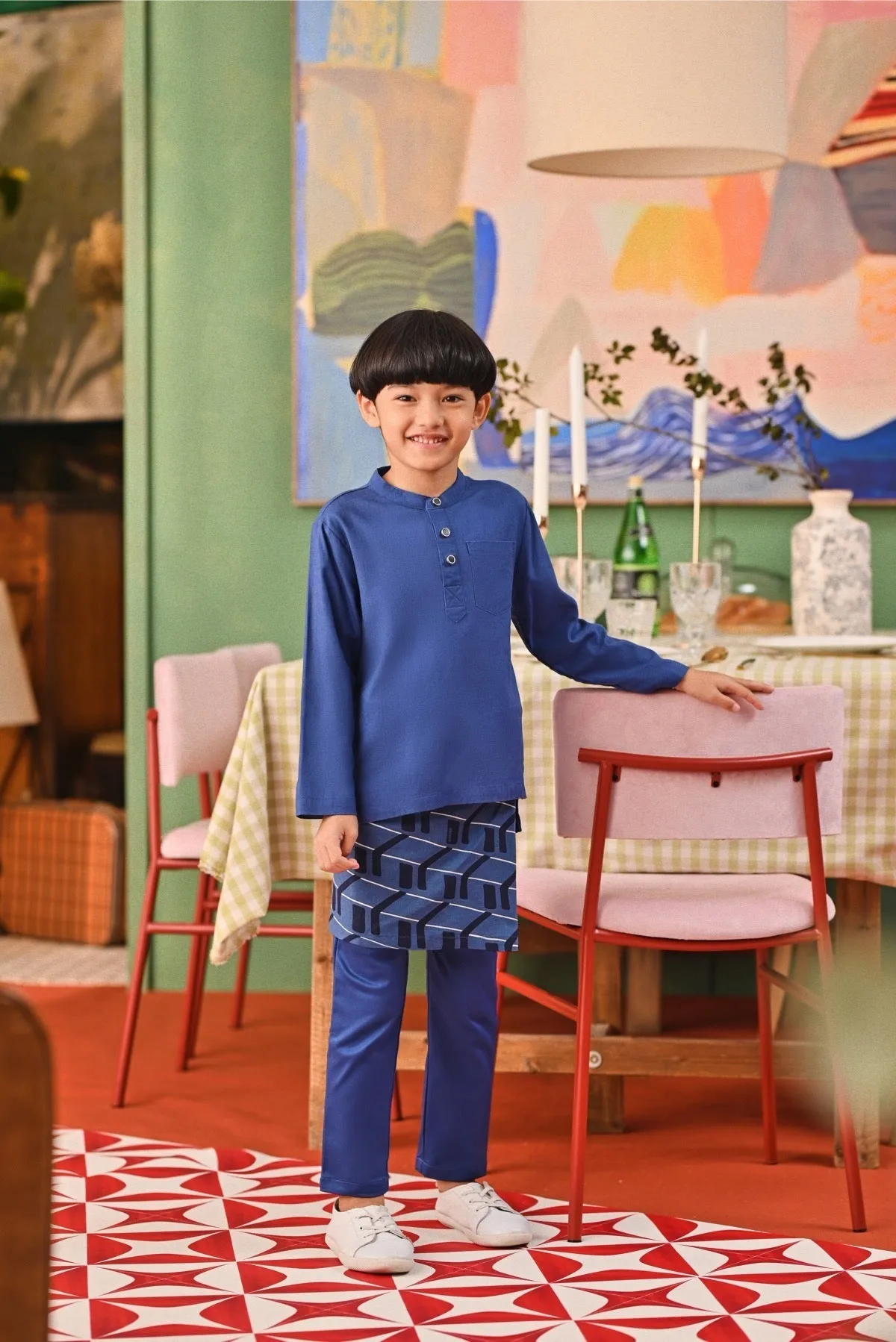 The Capai Baju Melayu Top - Steel Blue
