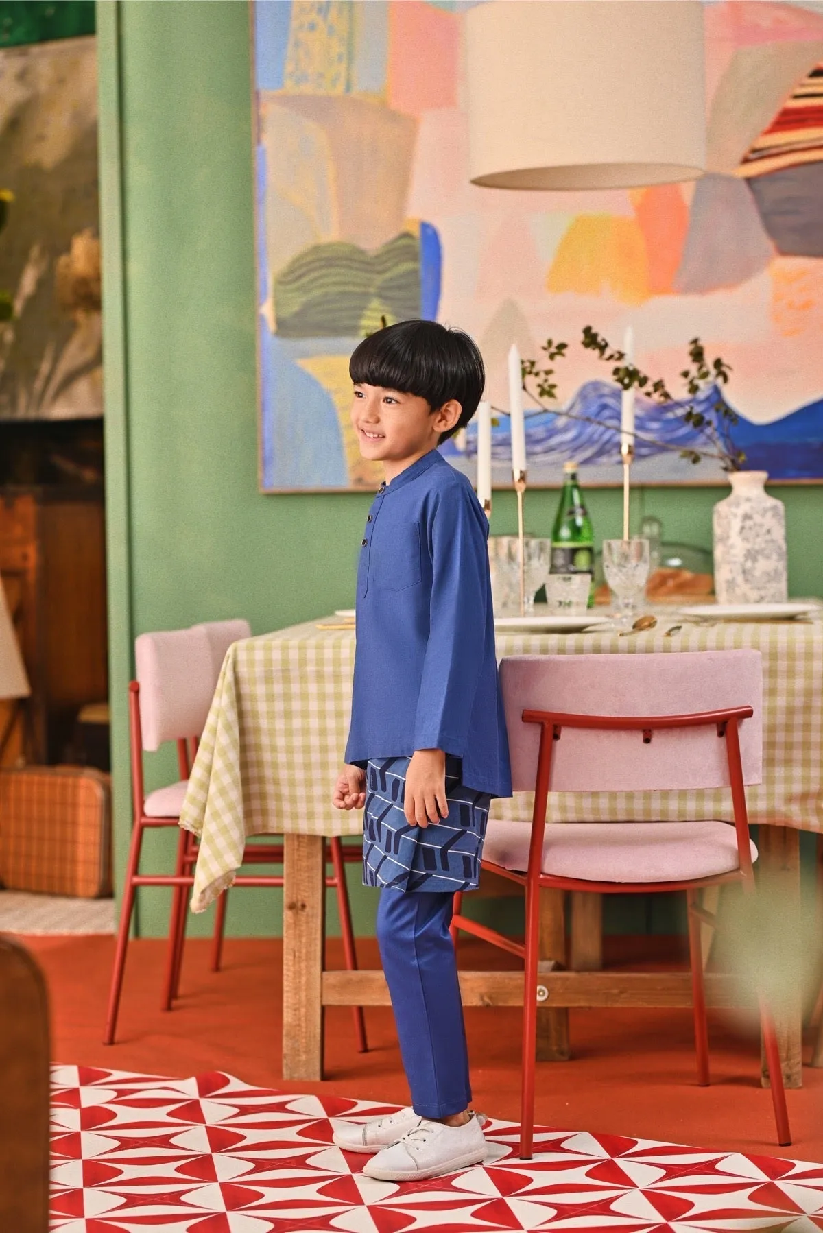 The Capai Baju Melayu Top - Steel Blue