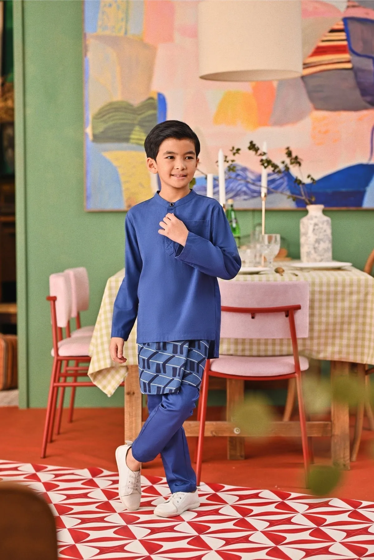 The Capai Baju Melayu Top - Steel Blue