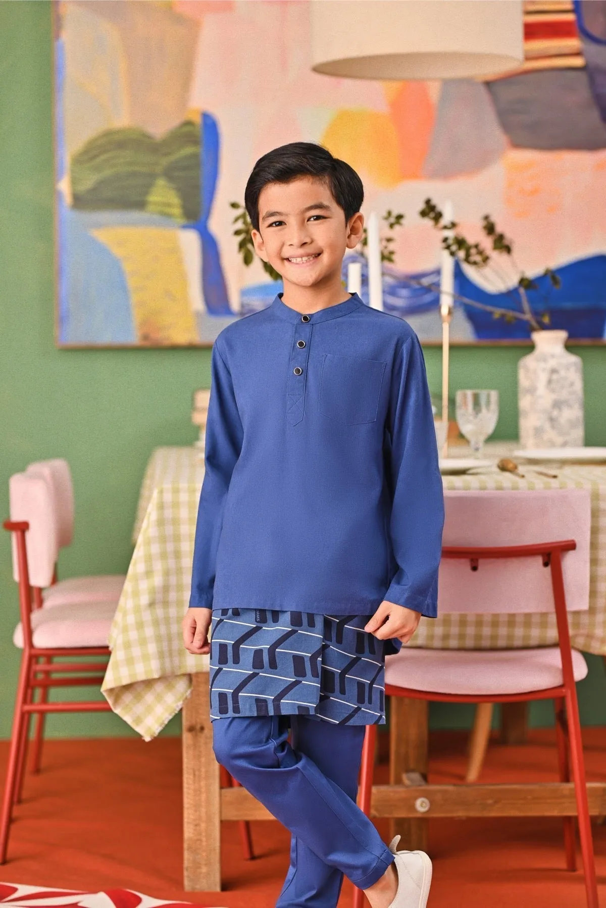 The Capai Baju Melayu Top - Steel Blue