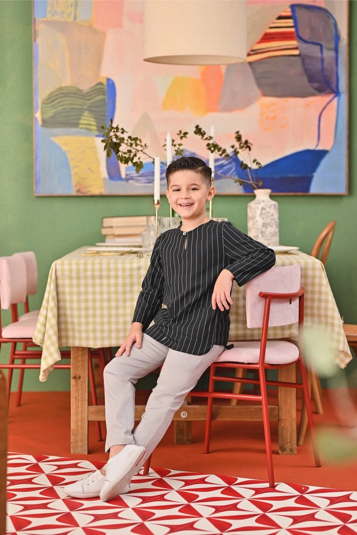 The Capai Kurta - Black Pinstripe