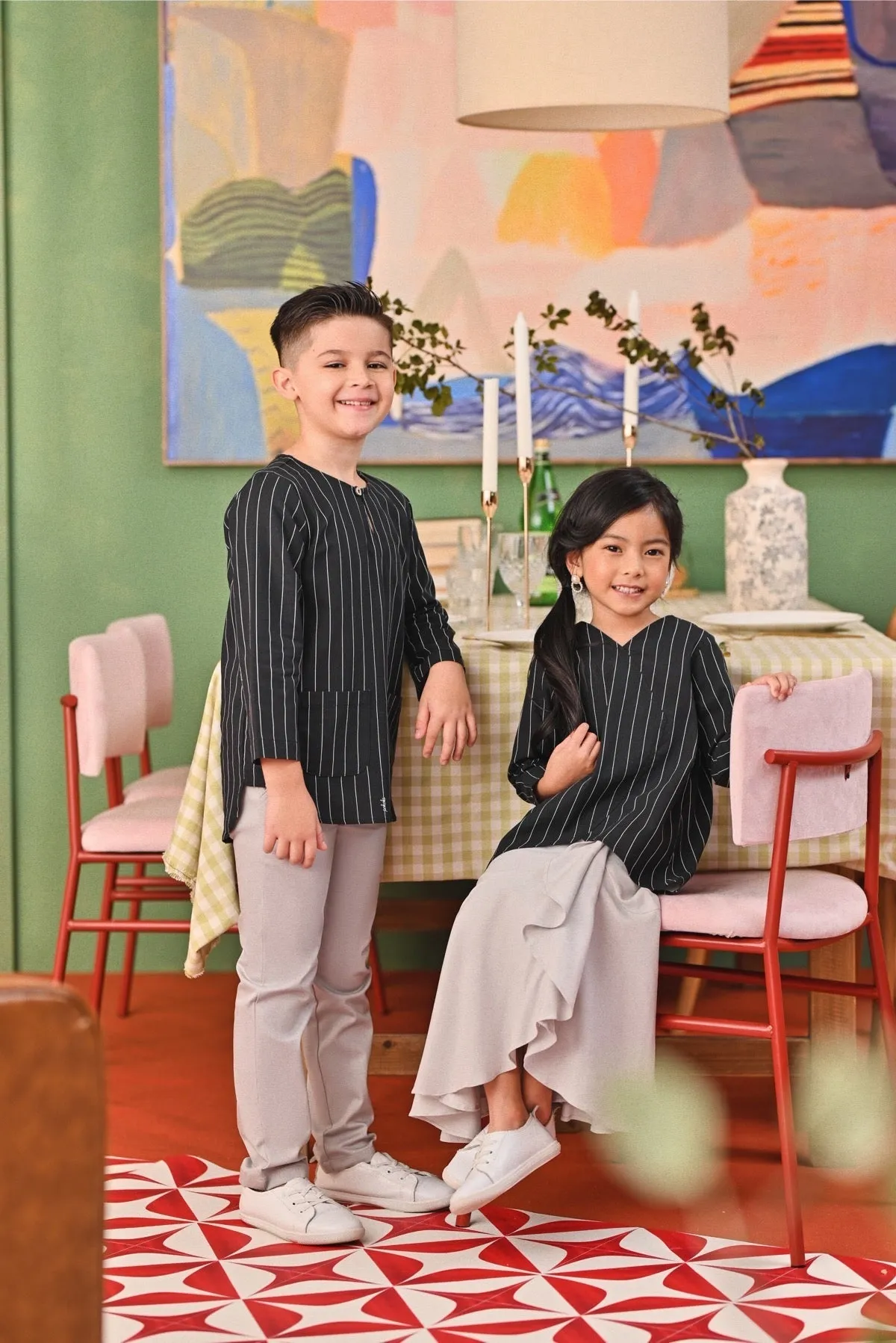 The Capai Kurta - Black Pinstripe