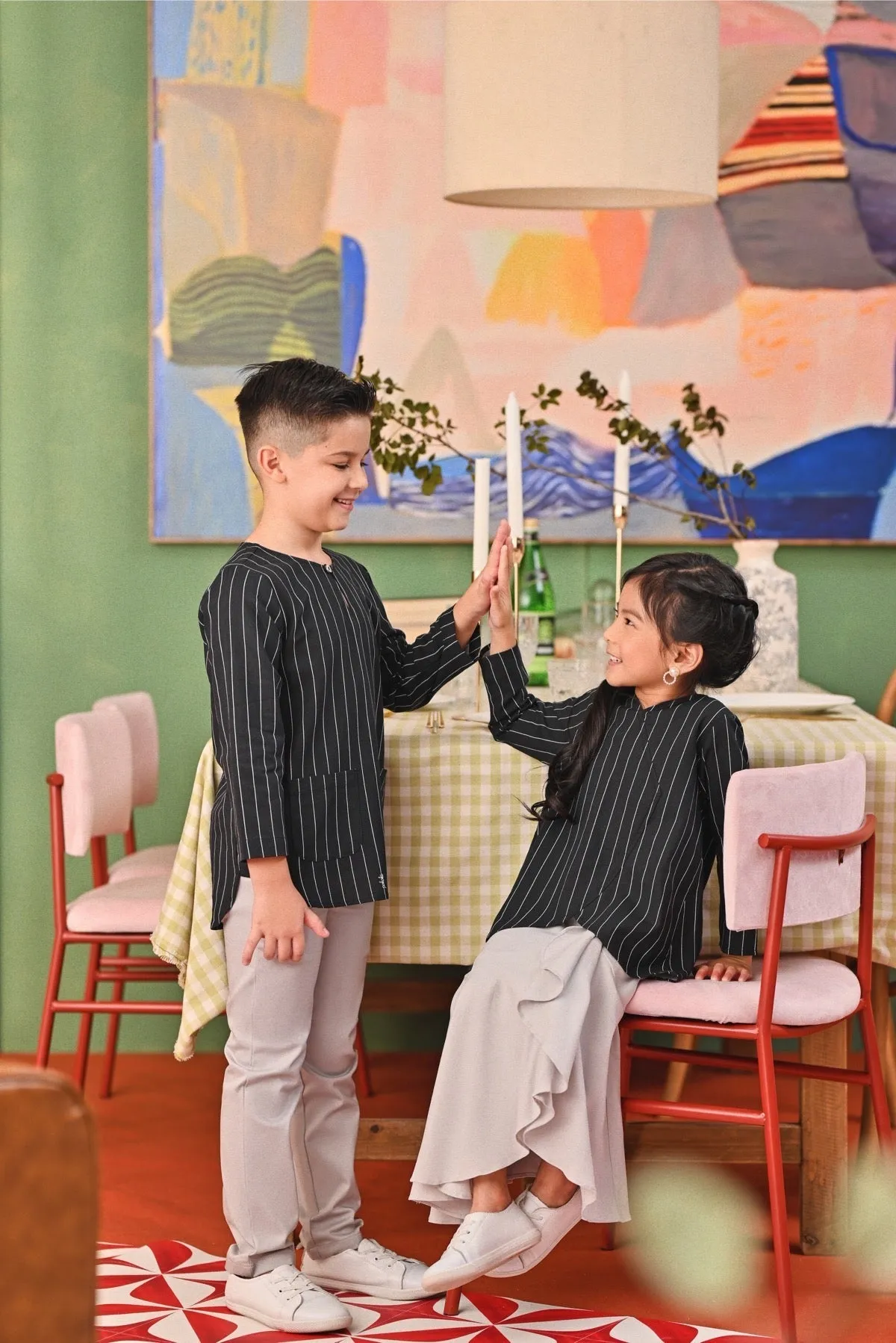 The Capai Kurta - Black Pinstripe