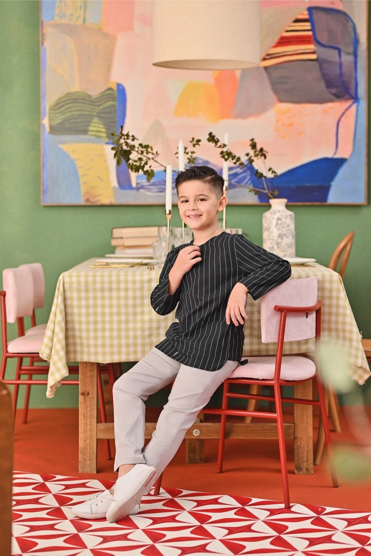The Capai Kurta - Black Pinstripe