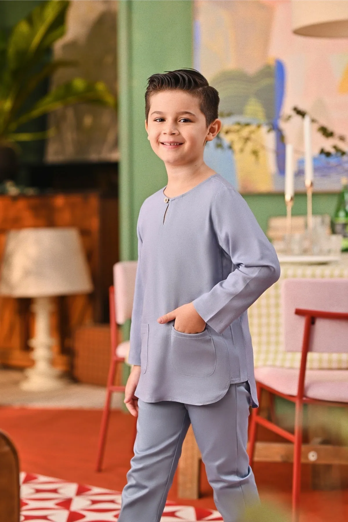 The Capai Kurta - Light Pigeon Blue