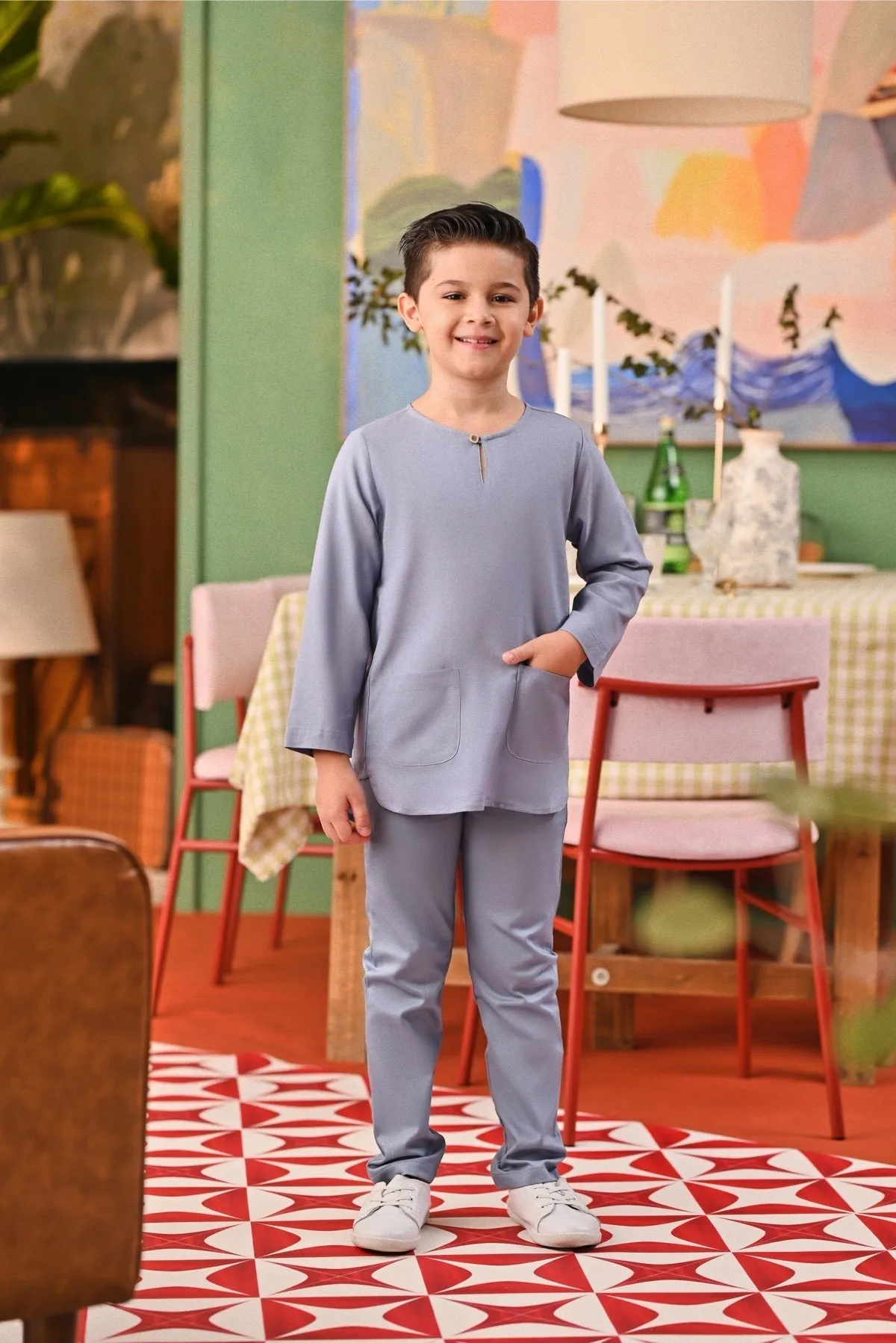 The Capai Kurta - Light Pigeon Blue