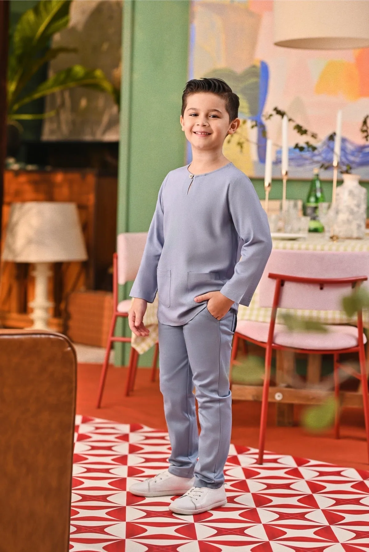The Capai Kurta - Light Pigeon Blue
