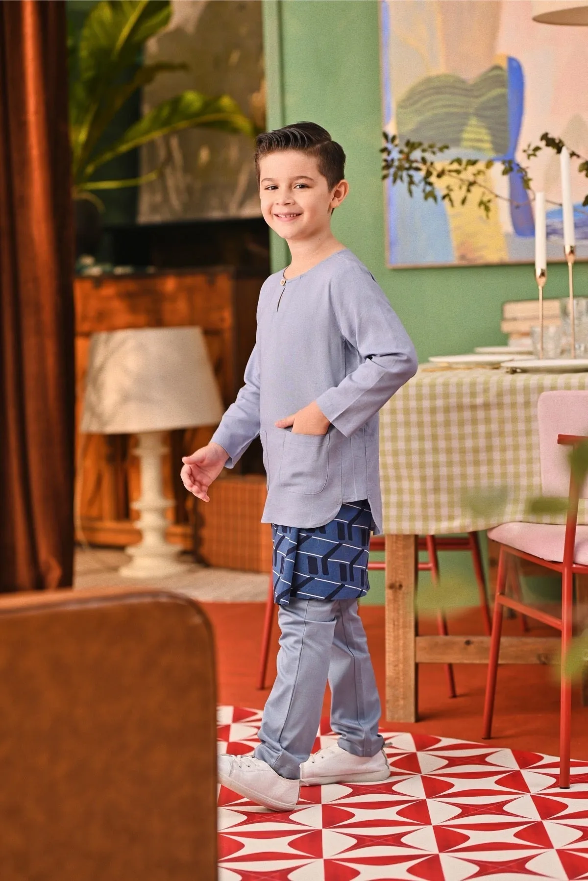 The Capai Kurta - Light Pigeon Blue