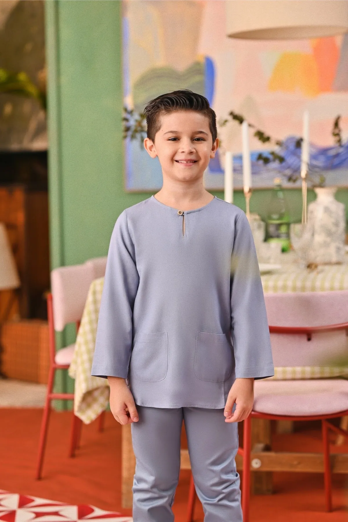 The Capai Kurta - Light Pigeon Blue