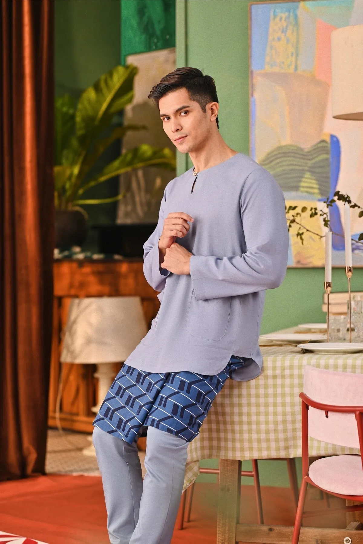The Capai Men Kurta - Light Pigeon Blue
