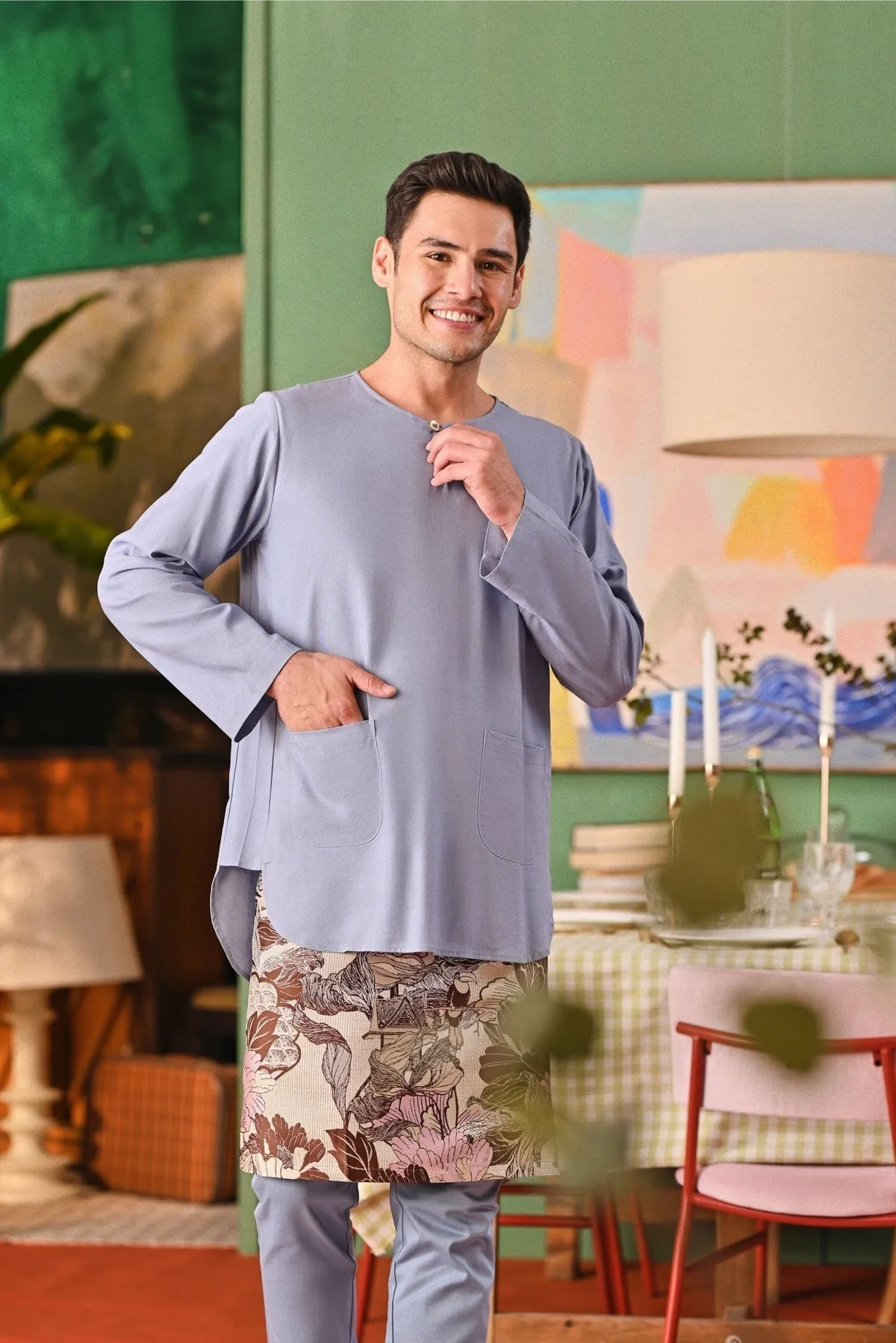 The Capai Men Kurta - Light Pigeon Blue