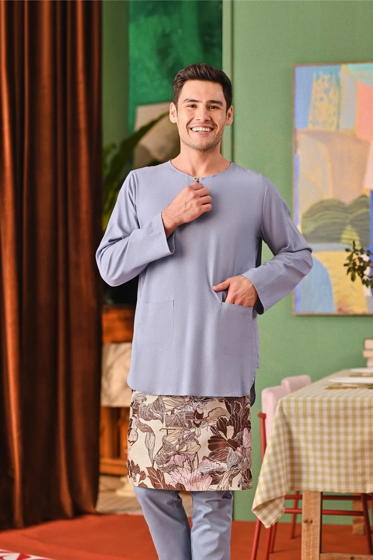 The Capai Men Kurta - Light Pigeon Blue