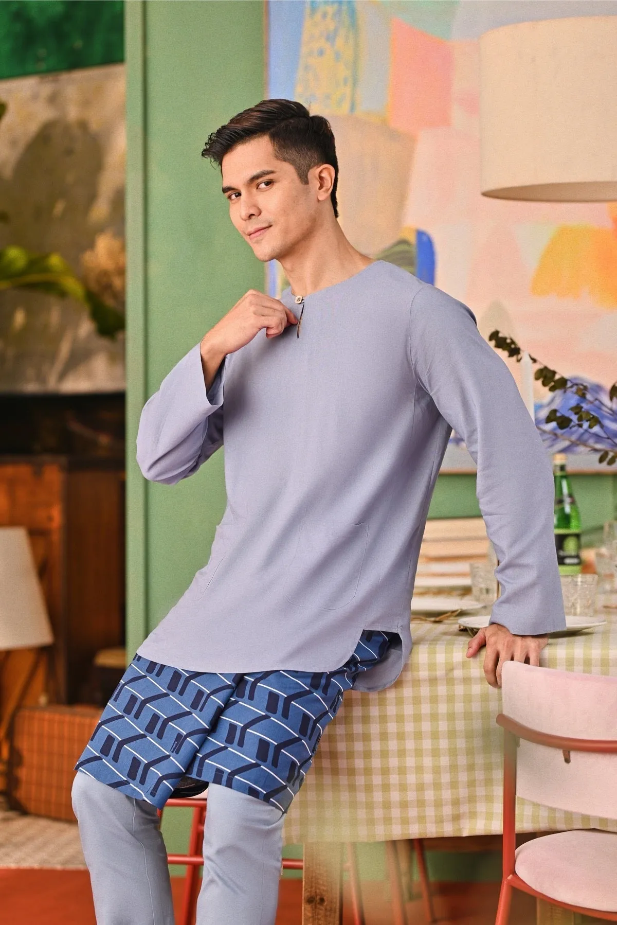 The Capai Men Kurta - Light Pigeon Blue