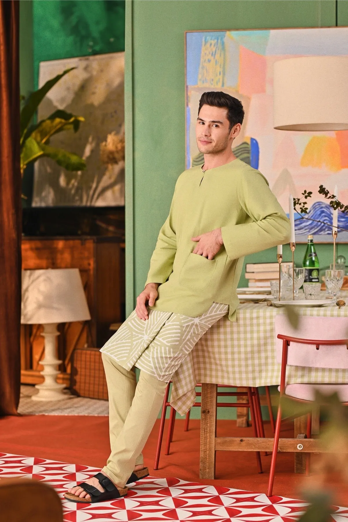 The Capai Men Kurta - Tea Green