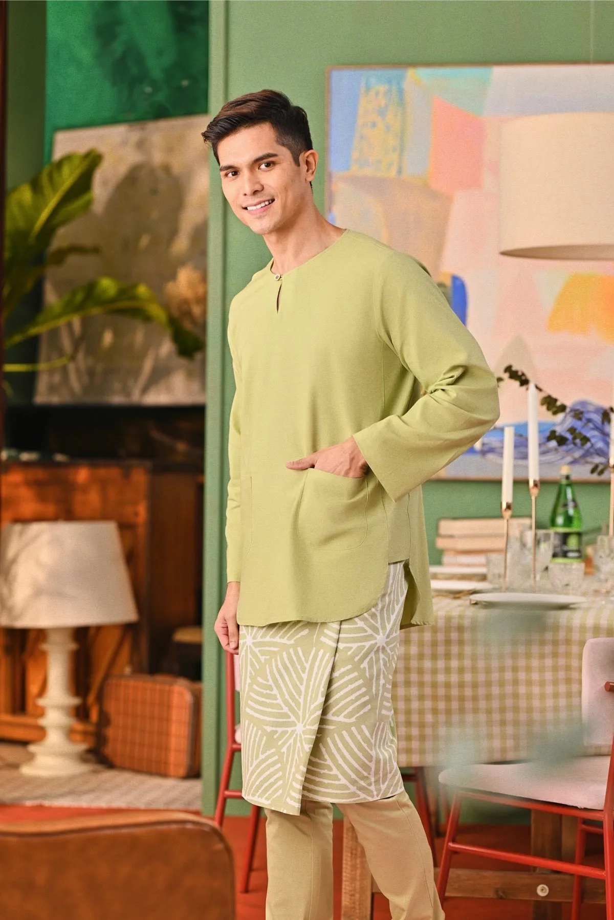 The Capai Men Kurta - Tea Green