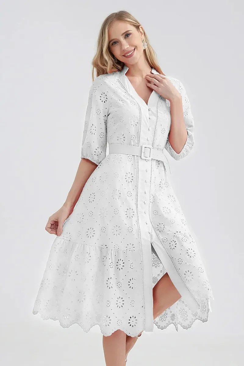 Vacation Romance Eyelet Midi Dress