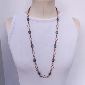 Vibrant Green Gemstone & Hand-Shaped Copper Wire Necklace