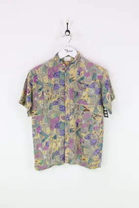 Vintage Patterned Shirt Brown/Yellow/Pink XS